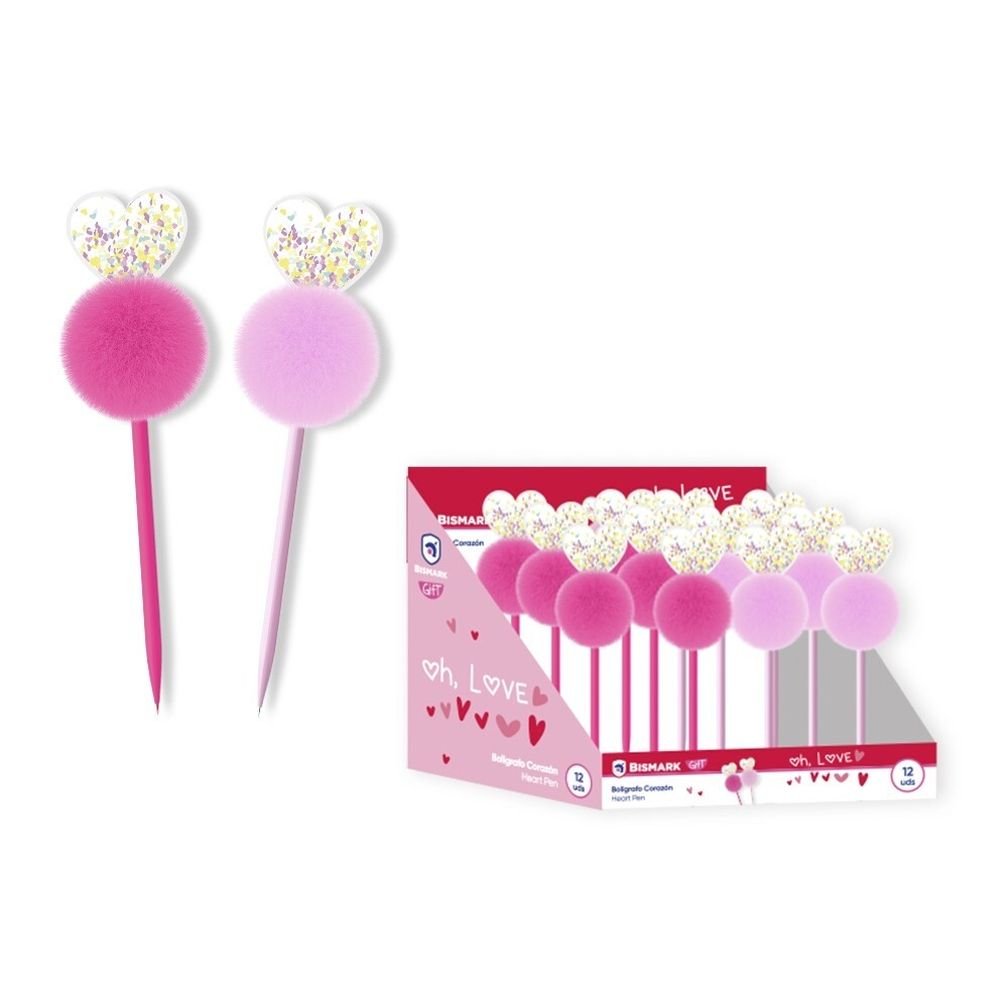 Expositor 12 Bolígrafos Pompon Purpurina marca Poessa Bismark Gift Imagen principal del producto