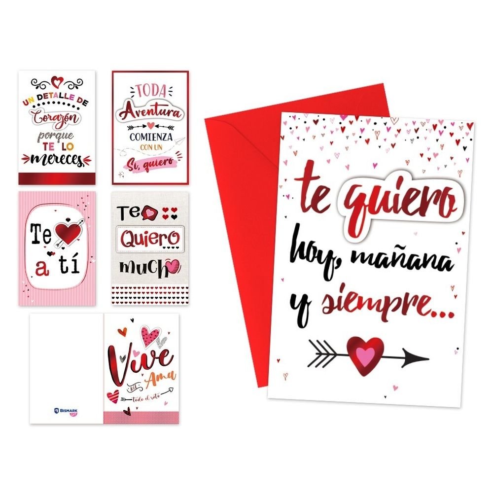 Expositor 24 Tarjetas Felicitación Frases Love con Sobre Marca Poessa Bismark Gift Imagen principal del producto