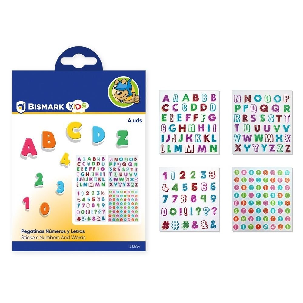 Pegatinas Números y Letras 4 Hojas POESSA BISMARK KIDS Imagen principal del producto