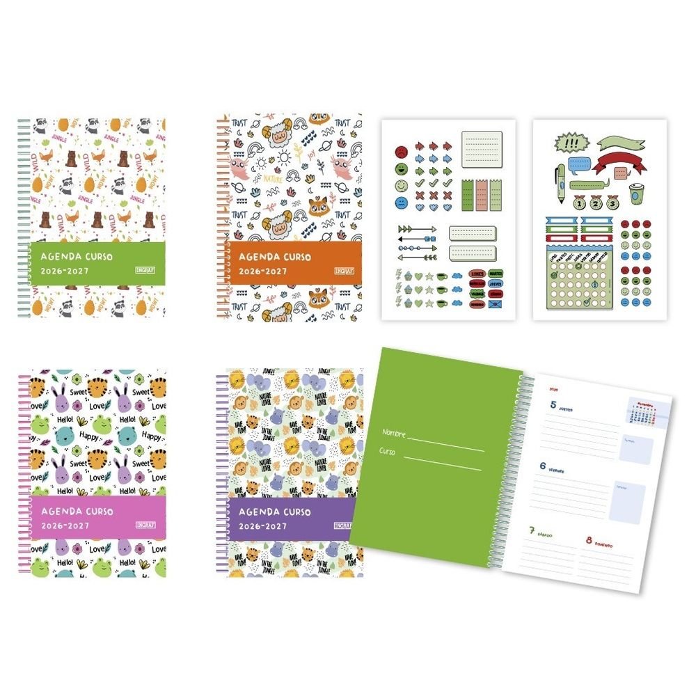 Agenda escolar 26/27 4º semana vista carton INGRAF Agendas Imagen principal del producto