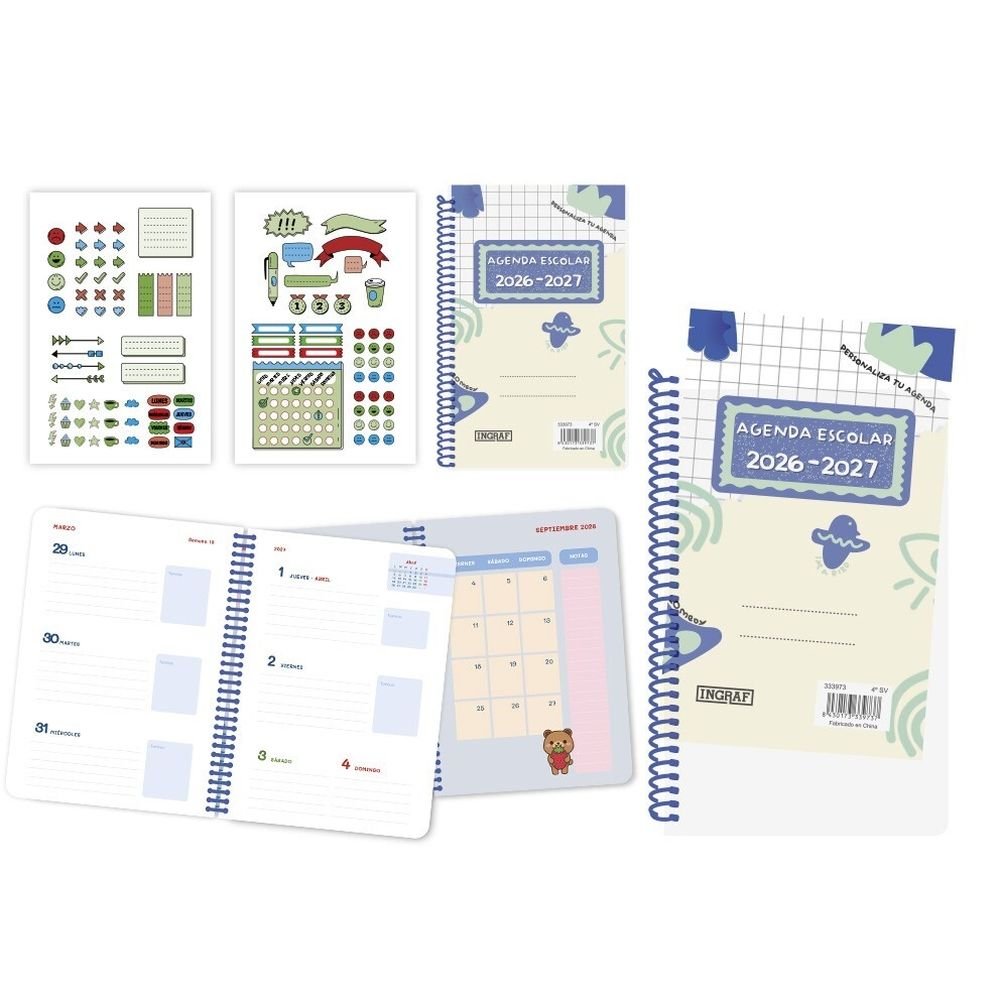 Agenda escolar 26/27 personalizable 4º semana vista PP INGRAF Agendas Imagen principal del producto