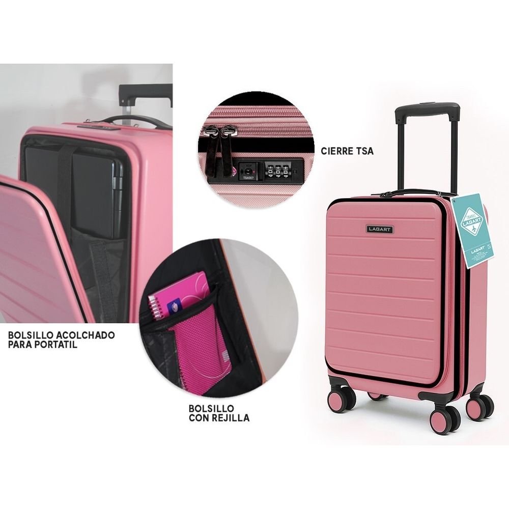 Maleta trolley pocket ABS 20" salmon pastel Lagart