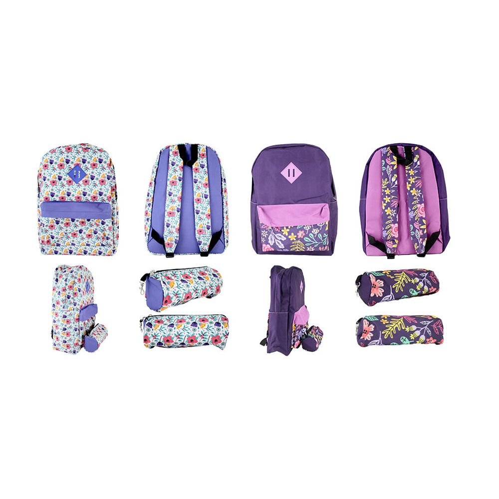 Mochila floral con portatodo surtidas POESSA BISMARK BASICO