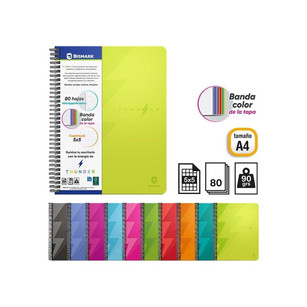 Cuaderno Golden Cuadro PP Thunder Soft Ring A4 80H 90 g Borrador Imagen principal del producto