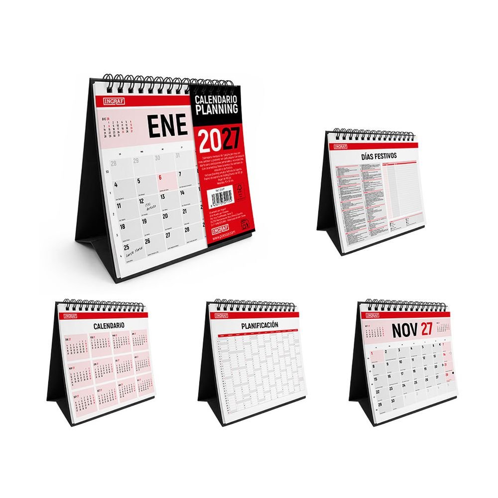 Calendario 2027 Sobremesa para Escribir INGRAF Agendas 15x15 Imagen principal del producto