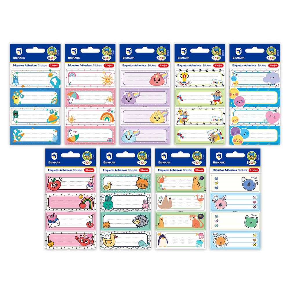 Etiquetas Escolares Adhesivas Libros Fun Pack 12 Uds POESSA BISMARK BASICO