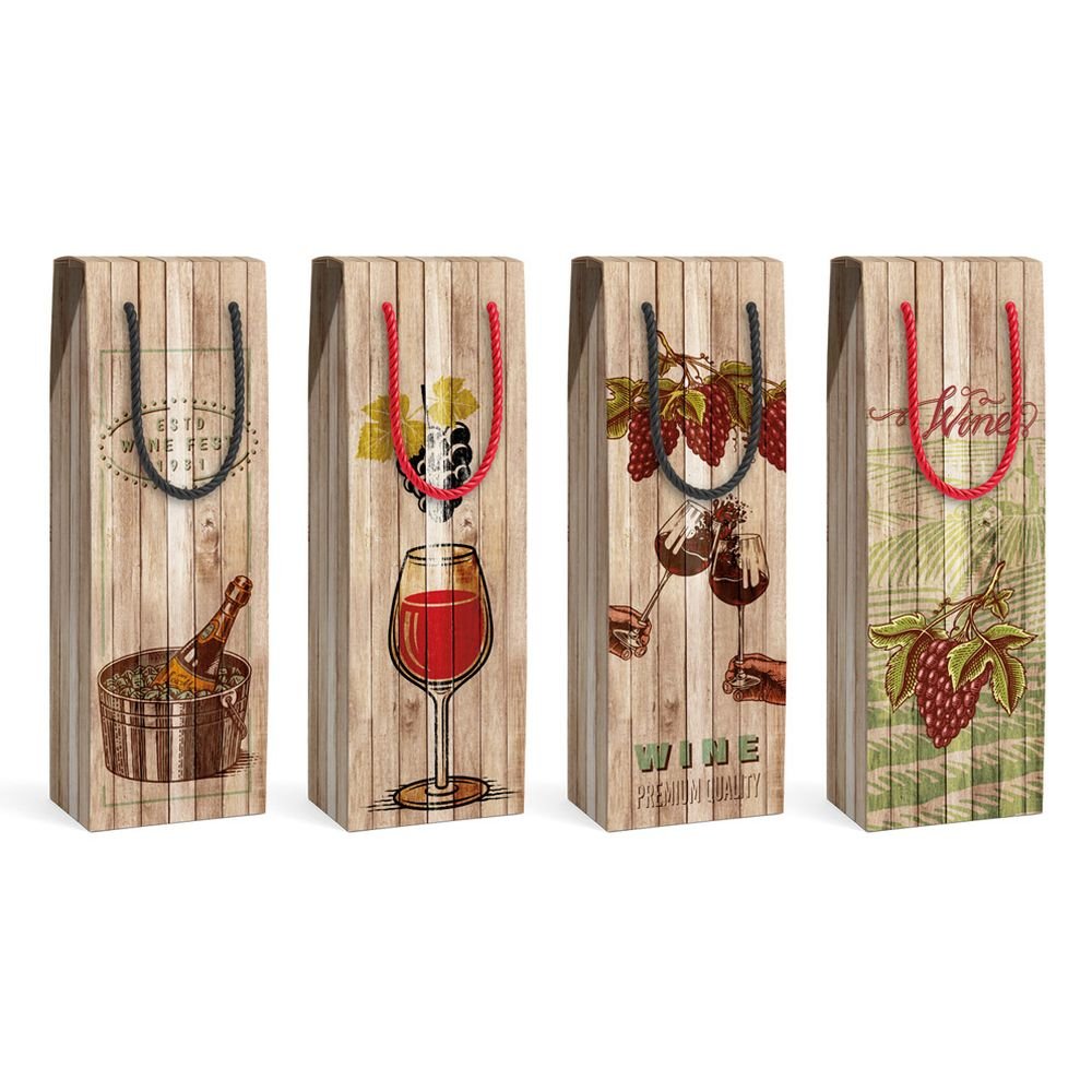 Caja con asa botellero Bismark Navidad, pack 12 unidades