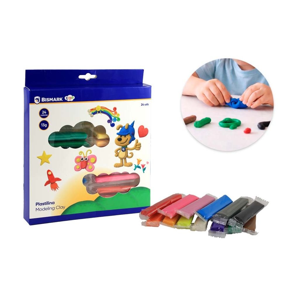 Plastilina 24 colores 13 g Bismark - Pack 8 unidades