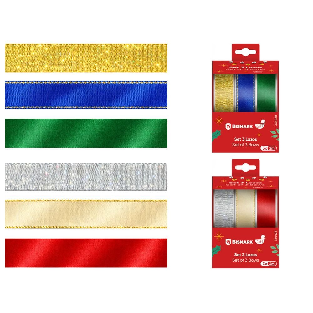 Set 3 lazos de 2m Bismark Navidad - Pack 24 unidades