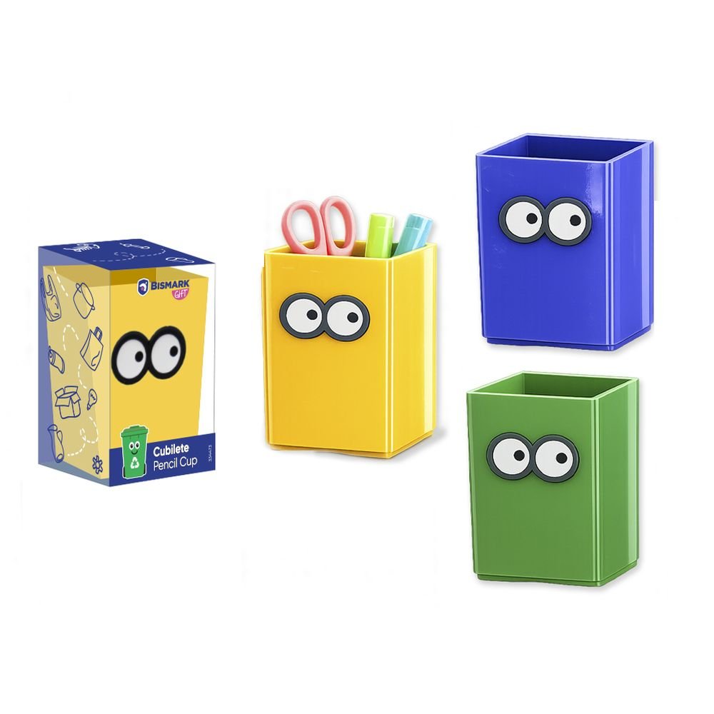 Expositor 12 cubiletes papelera reciclaje Ojitos POESSA BISMARK GIFT