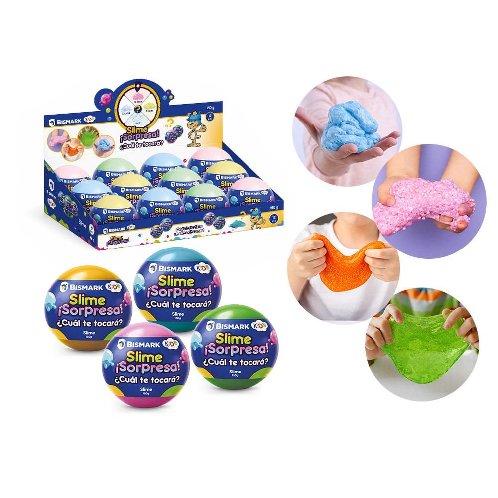 Expositor 12 Bolas Sorpresa Slime 150 g Surtiadas POESSA BISMARK BASICO