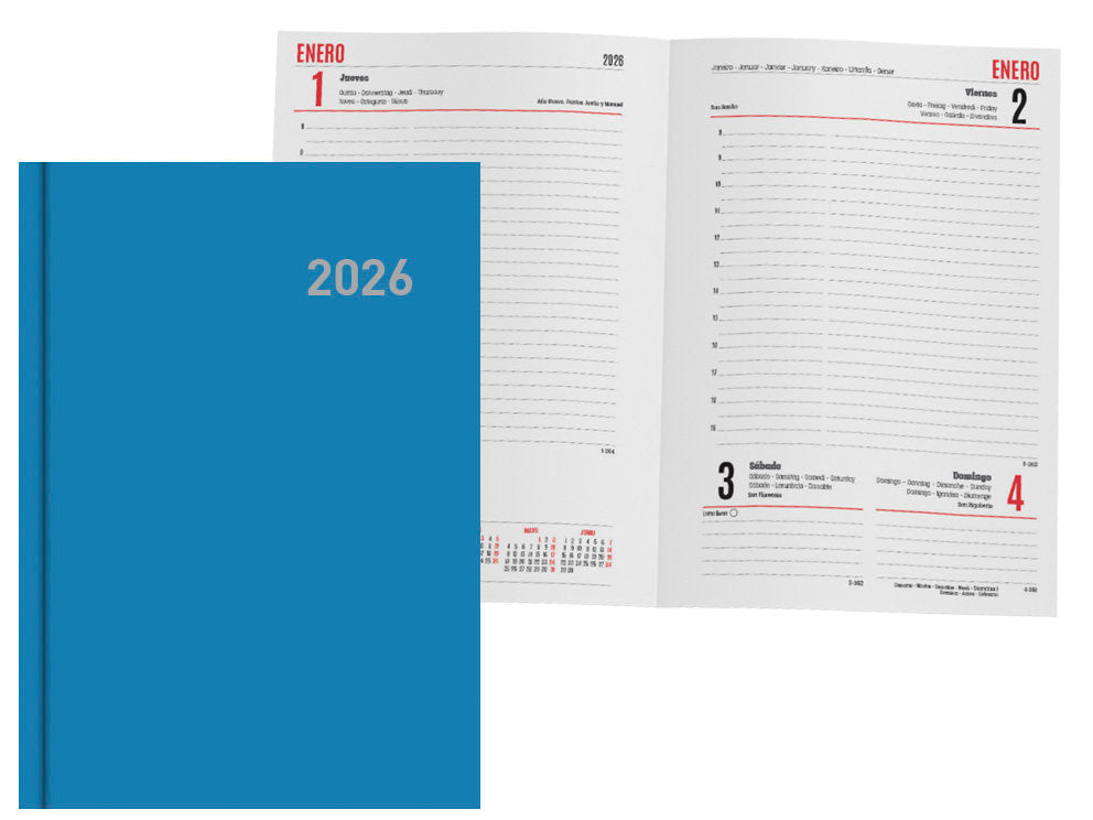 AGENDA ANUAL 2026 PARIS DIA PAGINA 15X21 AZUL | INGRAF AGENDAS Imagen principal del producto