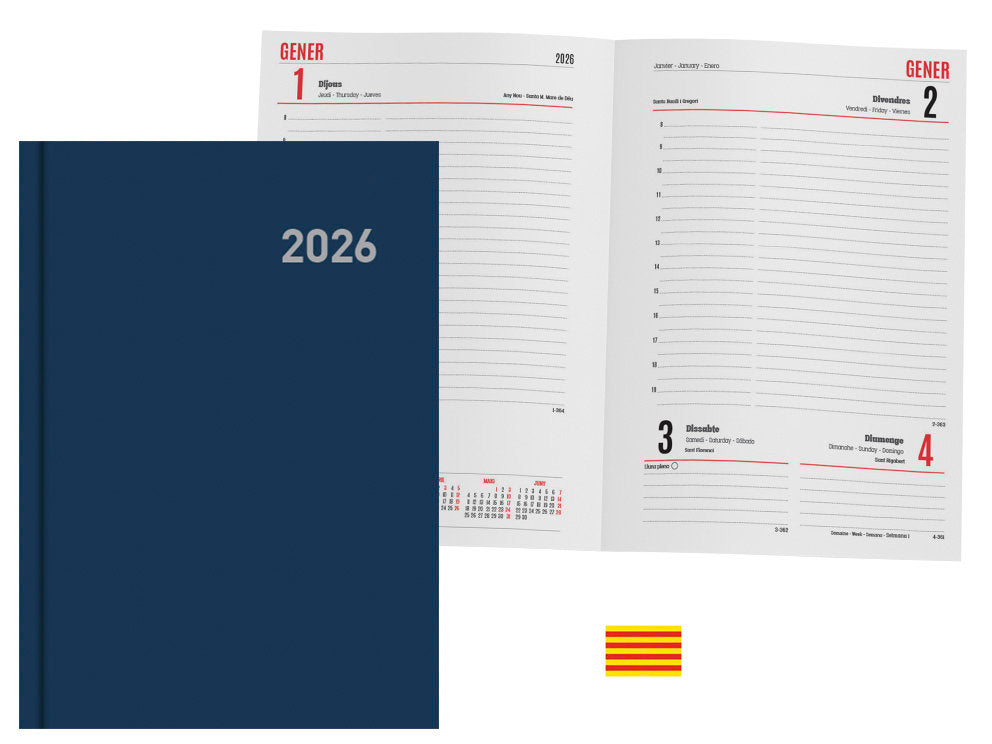 AGENDA ANUAL 2026 PARIS DIA PAGINA 15X21 AZUL CATALAN | INGRAF AGENDAS