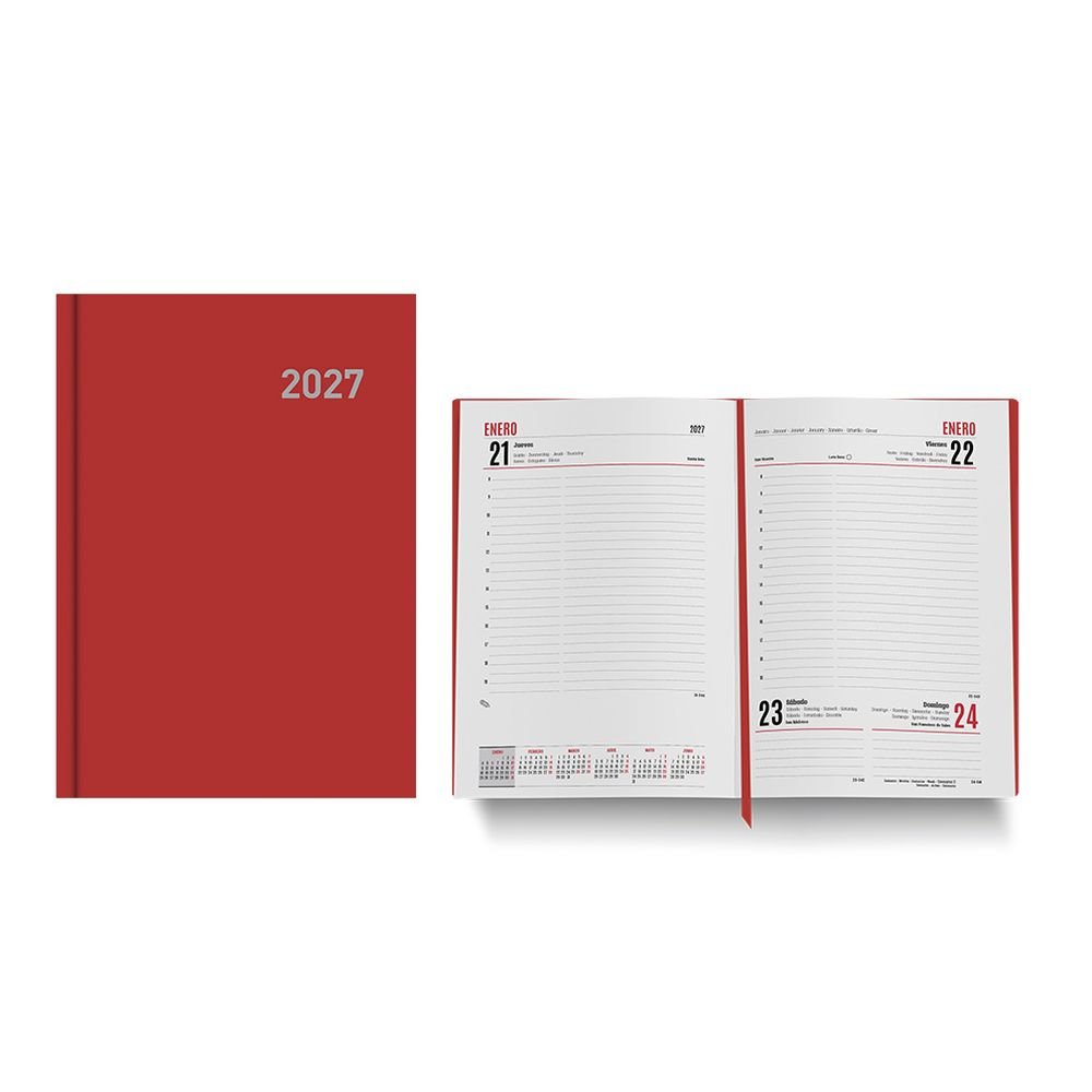 Agenda Anual 2027 Paris Día Página 15x21 Rojo INGRAF Agendas Imagen principal del producto