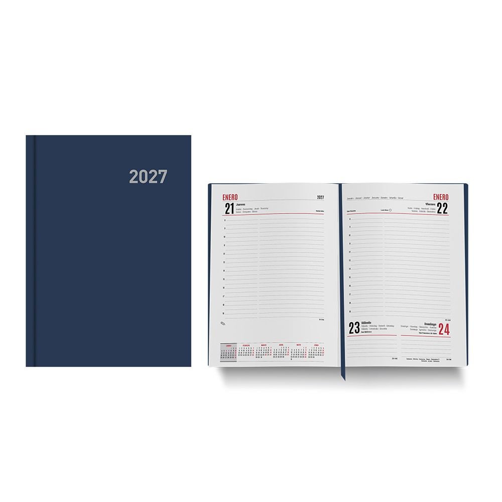 Agenda Anual 2027 Paris Día Página 15x21 Azul INGRAF Agendas Imagen principal del producto