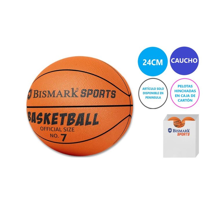 BALON CAUCHO BALONCESTO TALLA 7 HINCHADO | POESSA BISMARK REGALO | ENVASE 12 UDS. UNIDAD | 18430173000177 Imagen principal del producto