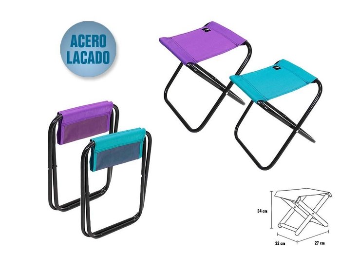 TABURETE ACERO LACADO 32X27X34CM COLORES SURTIDOS | POESSA BISMARK BEACH | 1 UNIDAD | 8430173811486 Imagen principal del producto