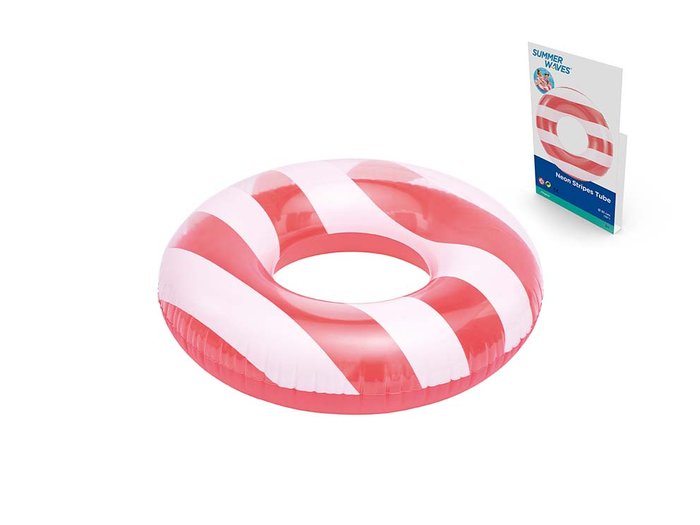 FLOTADOR CIRCULAR PVC RAYAS ROJO | POESSA BISMARK BEACH | 1 UNIDAD | 8430173813732