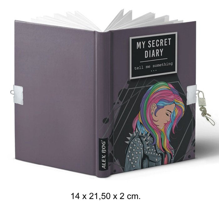 Diario a5 con candado modelo tell me something 168H. Imagen principal del producto