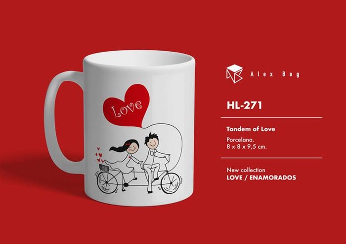 TAZA CERAMICA ENAMORADOS LOVE ON TANDEM | ROYMART | 1 UNIDAD | 8431234178579 Imagen principal del producto