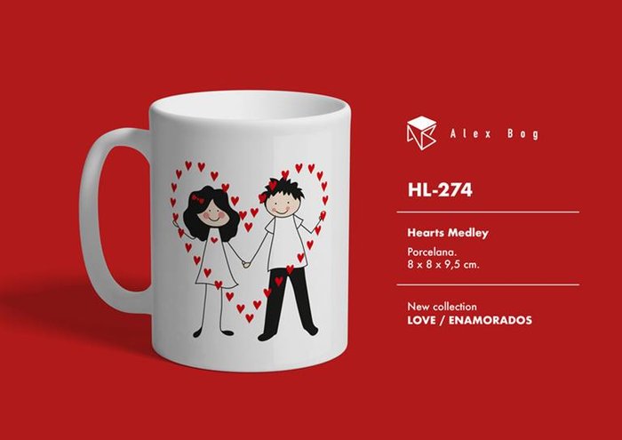 TAZA CERAMICA ENAMORADOS LOVE WITH KISS | ROYMART | 1 UNIDAD | 8431234178593