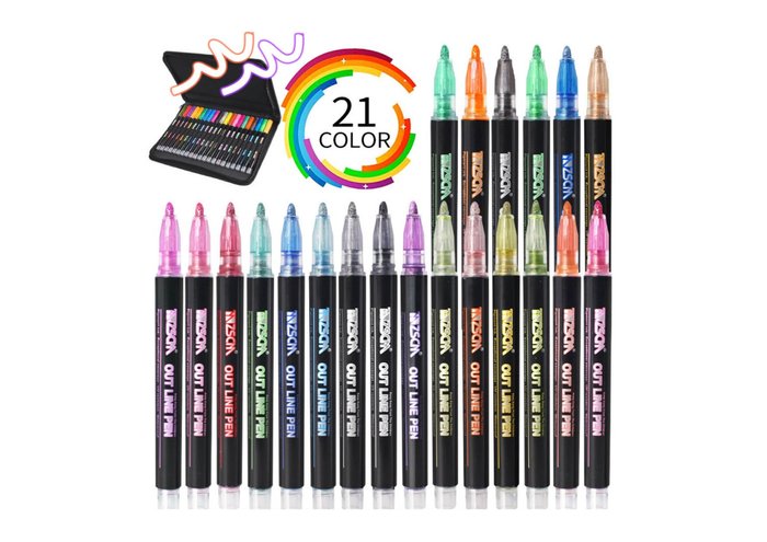 Set 21 Rotuladores Doble Linea Neon Pastel Glitter | Roymart | Pack 1 Unidades Imagen principal del producto