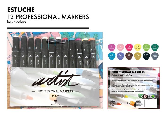 ESTUCHE 12 ROTULADORES GAMA ARTIST COLORES BASICOS | ROYMART Imagen principal del producto