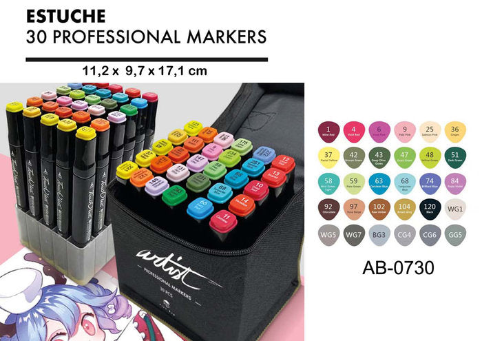 ESTUCHE LUXURY CANVAS GAMA ARTIST 30 COLORES DOBLE PUNTA | ROYMART