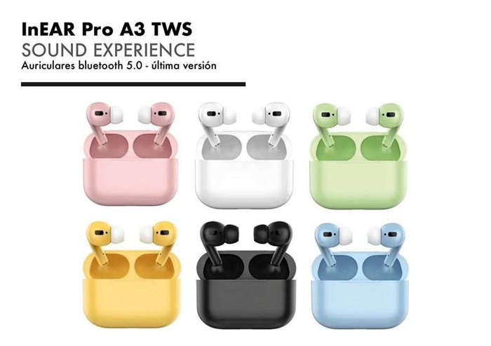 Auriculares Inear Pro A3 Bluetooth 5.0 surtidos Roymart Imagen principal del producto