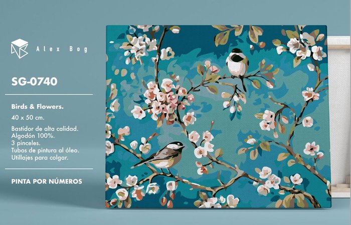 Pintar por Números Flores con Pájaro Roymart