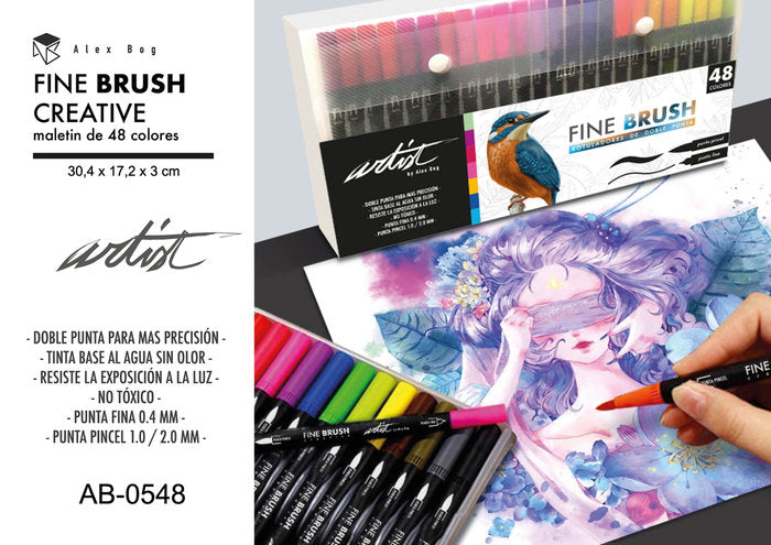 Maletín 48 Rotuladores Fine Brush Creative Roymart