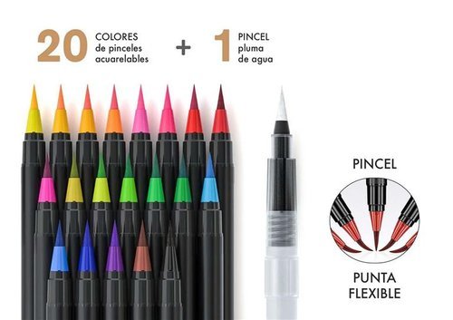 ESTUCHE 20 ROTULADORES DELUXE BRUSH ACUARELABLE MAS PINCEL | ROYMART Imagen principal del producto