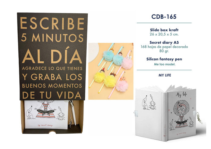 ESTUCHE DIARIO CHICA YOGA CON CANDADO + BOLI SURTIDO | 1 UNIDADES | (ROYMART) Imagen principal del producto