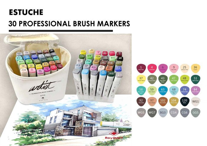 Rotuladores Canvas Luxe Professional Brush Marker 30 Colore | Roymart | Pack 1 Unidades Imagen principal del producto
