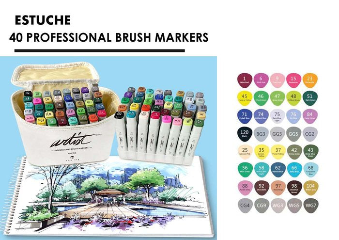 Rotuladores Canvas Luxe Professional Brush Marker 40 Colore | Roymart | Pack 1 Unidades