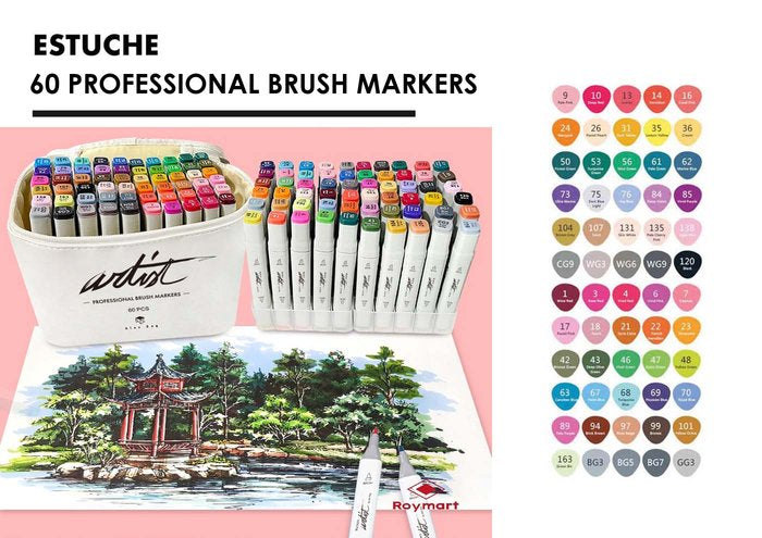 Rotuladores Canvas Luxe Professional Brush Marker 60 Colore | Roymart | Pack 1 Unidades