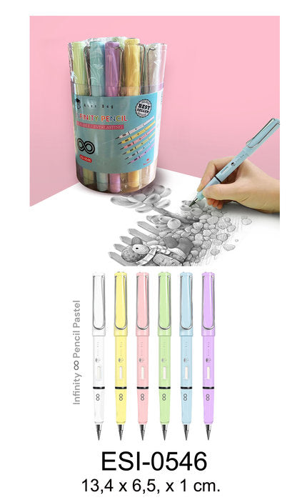 Bote PVC 30 Lápices Infinitos Mina Grafito Pastel Roymart Imagen principal del producto
