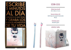 DIARIO CON CANDADO Y BOLI A JUEGO MUÑECA | 1 UNIDADES | (ROYMART)