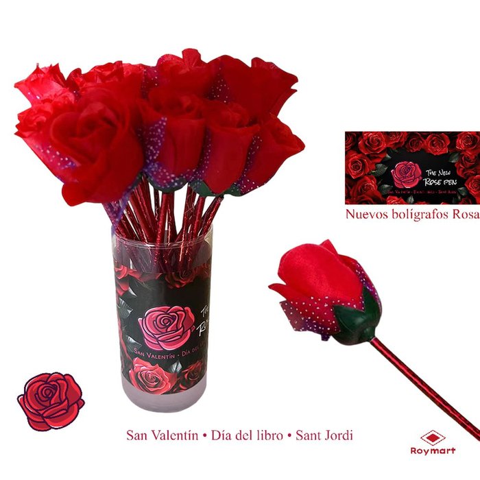 Expositor 24 Bolígrafos Rosas Rojas Prime ROYMART Imagen principal del producto