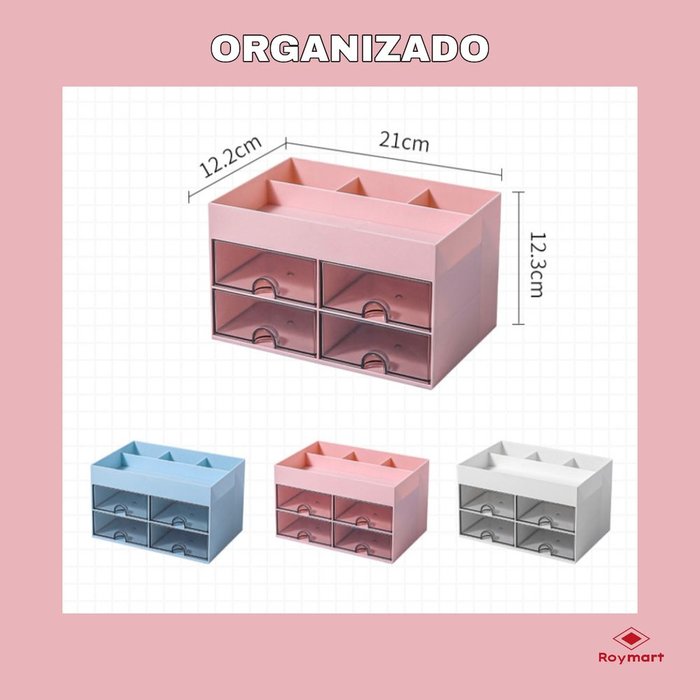 ORGANIZADOR SOBREMESA HORIZONTAL 4 CAJONES SURTIDOS | 1 UNIDADES | (ROYMART) Imagen principal del producto