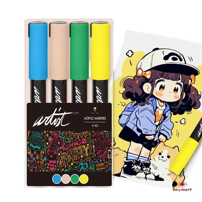 Estuche 4 Rotuladores Acrílicos Artist Colores Pastel ROYMART Imagen principal del producto