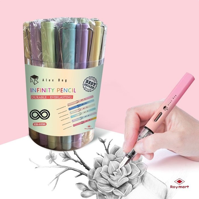 Bote PVC 30 Lapices Infinitos 6 Colores Gradient Pastel Roymart