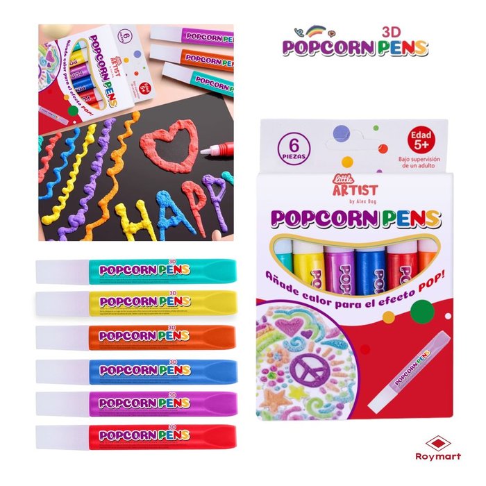 Set 6 Rotuladores Popcorn 3D Roymart