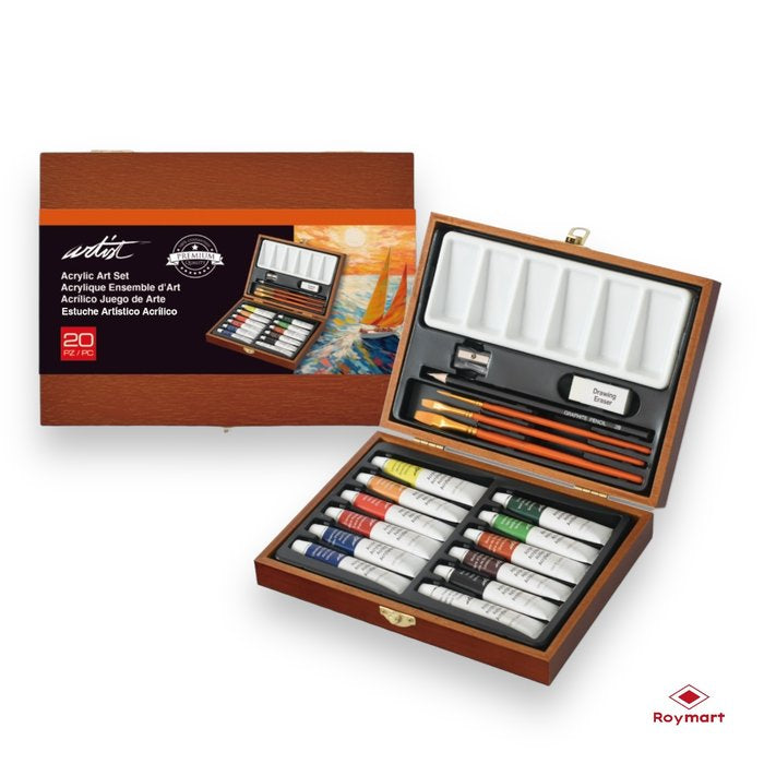ESTUCHE MADERA ARTIST PINTURA ACRILICA 20 PIEZAS | ROYMART Imagen principal del producto