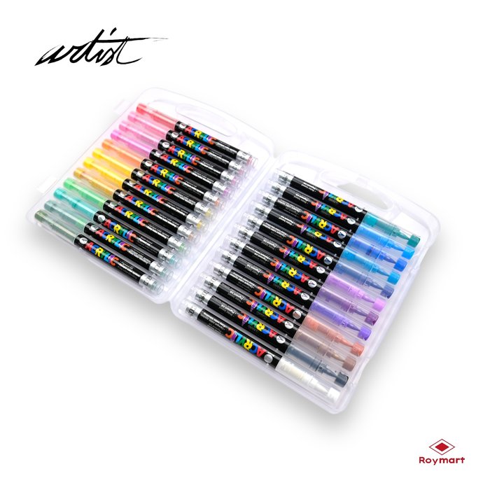 Estuche Maletín 24 Rotuladores Acrílicos Real Brush Roymart
