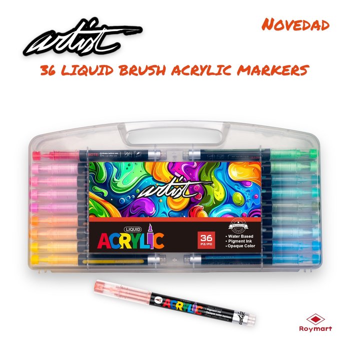 ESTUCHE MALETIN ACRILICOS REAL BRUSH 36 COLORES | ROYMART Imagen principal del producto