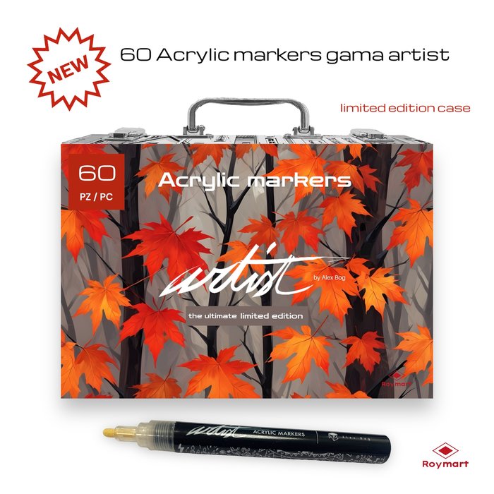 Maletín 60 Rotuladores Acrílicos Gama Artist Roymart