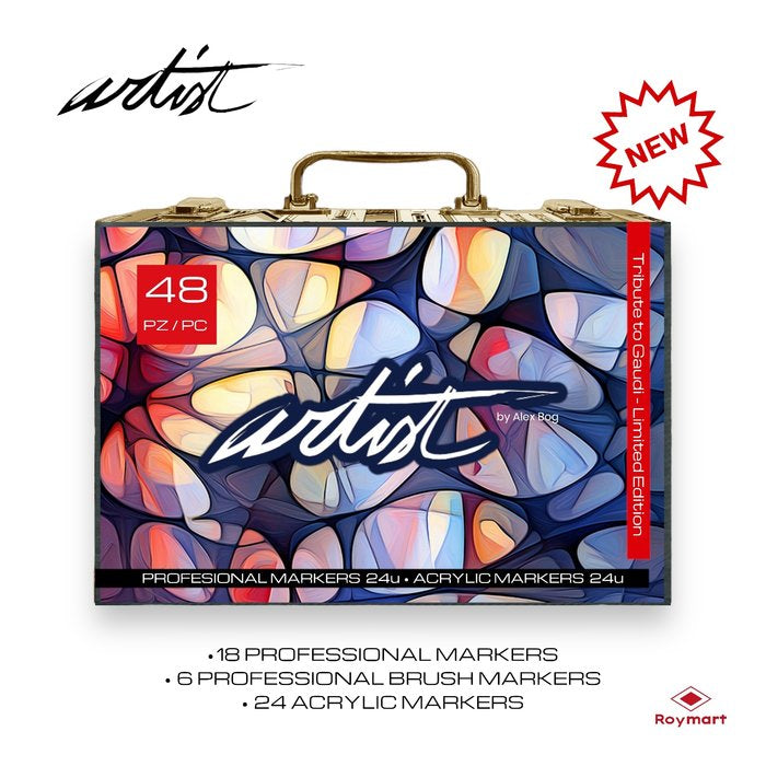 Maletín 48 Rotuladores Artist Acrylicos Alcohol Surtidos Roymart Imagen principal del producto