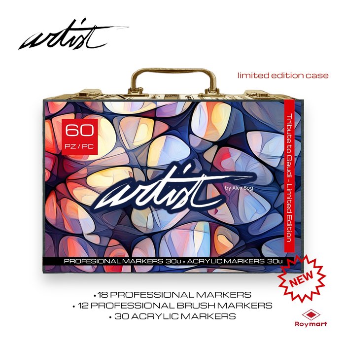 Maletín Artist Acrylicos y Alcohol Markers 60 Colores Roymart