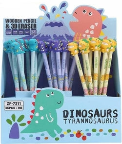 Lápices con goma 3D Dinosaurios Roymart pack 36 unidades Imagen principal del producto
